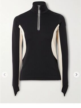 Moncler Black Half-Zip Pullover with Cream Side Panels